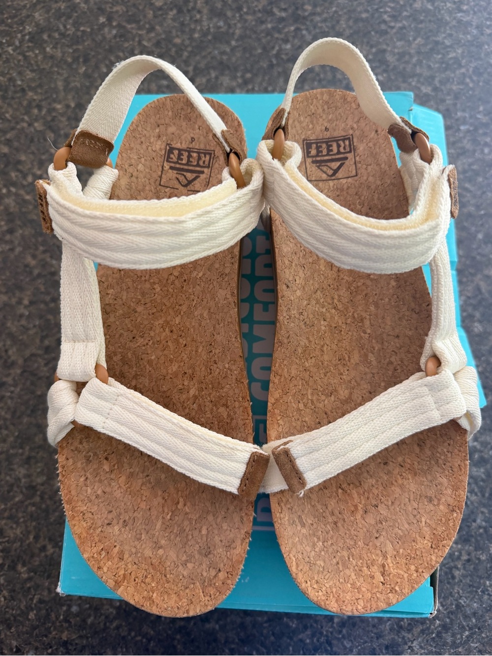 Reef Off-White Cork Footbed Strap Sandals
